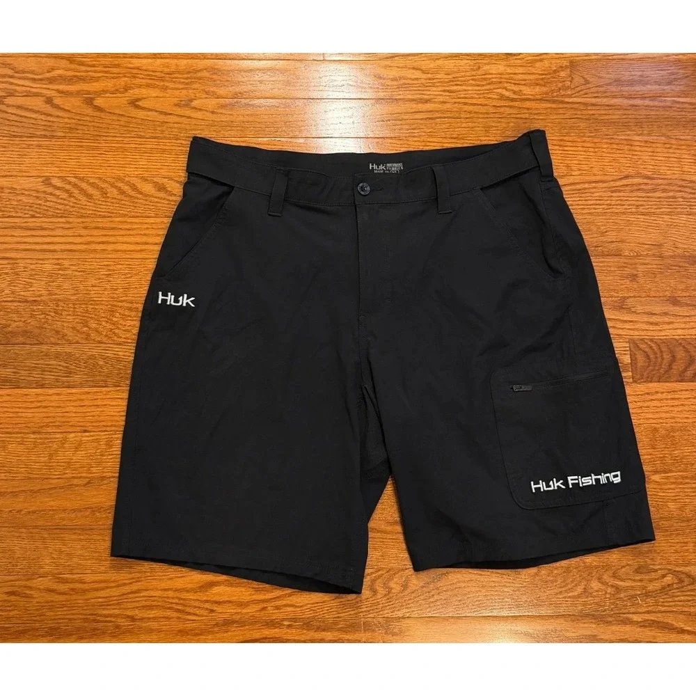 Huk Performance Fishing Cargo Shorts Men XL Black 10